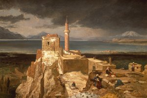 アルメニアのヴァン湖と要塞（キャンバスに油彩） 作： Jules Joseph Augustin Laurens