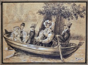 船に乗ったセギュール家の人々（伯爵、伯爵夫人とその子供たち） - J.H.ロール作、1829年8月 作： Jules Laure