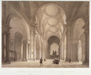セント・ポール大聖堂の身廊、聖歌隊方向の東側を見る、シティ・オブ・ロンドン、1850年 作： Jules Louis Arnout