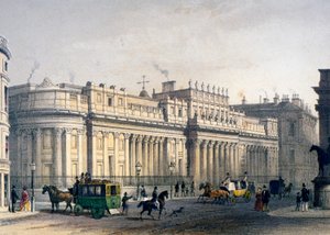 イングランド銀行の眺め、ロンドン市、1854 作： Jules Louis Arnout