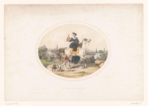 馬に乗った鷹を持つ貴婦人 Return au château (オブジェクトのタイトル) 作： Jules Marie Desandre