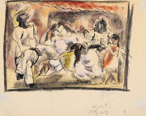 男性、女性2人、子供2人（トイレットペーパー） 作： Jules Pascin