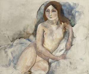 ポーズのブロンドの女の子。ポーズを取る若いブロンドの女の子、1912 作： Jules Pascin