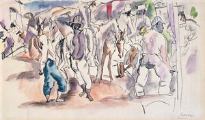 図と馬（紙にトイレ） 作： Jules Pascin