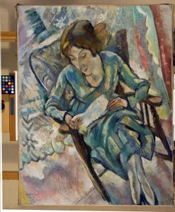 グリーンリーディングの少女、1917 作： Jules Pascin