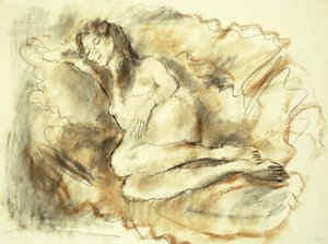 横たわるヌード;ニューレイヤー、1929 作： Jules Pascin