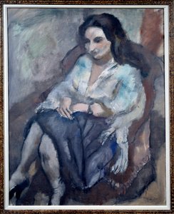 アンドレの肖像。座っている女性の肖像。ジュール・パスカン（1885-1930）の絵画 作： Jules Pascin