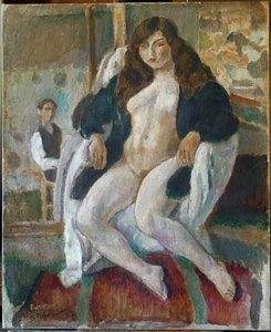 画家とモデルの肖像（油彩・キャンバス、20世紀 作： Jules Pascin