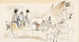 奴隷と2台のカート（紙のトイレ） 作： Jules Pascin