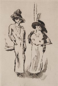 ボールの2人の女性、1910年頃（エッチング） 作： Jules Pascin