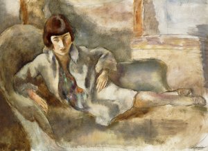 ソファの上の女性。カナッペの女性、1927年頃 作： Jules Pascin