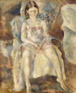 座っている若い女の子 作： Jules Pascin