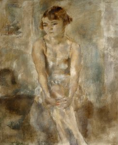 シャツに座っている若い女性。シャツに座っている若い女性、1923 作： Jules Pascin