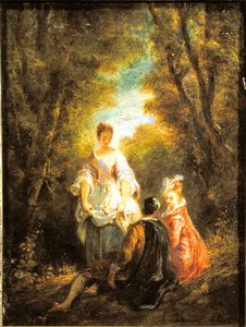公園での会話（キャンバス上の紙に油彩） 作： Jules Robert Auguste