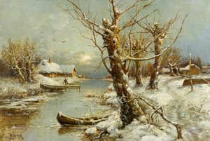 冬の川の風景、1897 作： Juli Julievich Klever