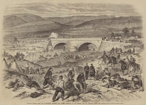 チェルナヤに架かるトラクティル橋。戦いの後、フランス軍によって防衛のために建てられた作品が展示されています。