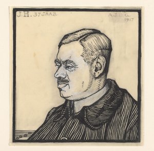 J.H. のイニシャルを持つ 37 歳の男性の肖像画。