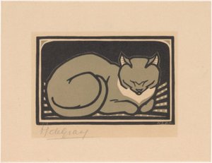 眠る猫 作： Julie de Graag (signed by artist)