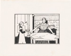 女性と女の子がテーブルをセット 作： Julie de Graag