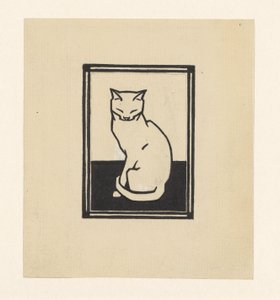 目を閉じて座っている猫 作： Julie de Graag