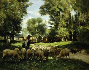 羊飼いと彼の群れ、 作： Julien Dupre