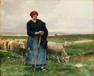 彼女の群れと羊飼い、 作： Julien Dupre