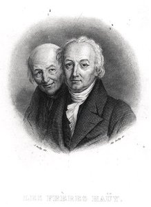 Hauy兄弟。アルフォンス・ボイ（1801-67）が彫ったルネ・ジャスト（1743-1822）とヴァランタン・ホイ（1745-1822）（エングレービング）（モノクロ写真） 作： Julien Leopold (after) Boilly