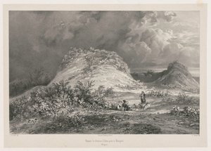 1845-1846年、ブルターニュのウエルゴエ近郊のシャトー・ダルトンの廃墟。 作： Julien Louis Jacottet