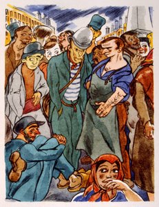 フランスのブドウ園。 1944年。ジュリアン・パヴィルによるイラスト