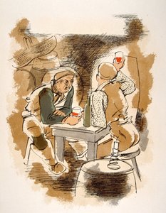 Ilustração humorística de vinho 1946. Ilustração de Julien Pavil