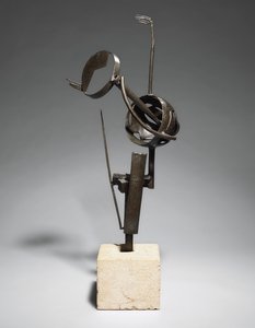 夢（キス）; Le reve（Le baiser）、1934年頃（ブロンズと茶色の緑青、ベース） 作： Julio Gonzales