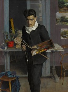 1898 年、アトリエでのアーティストの自画像。
