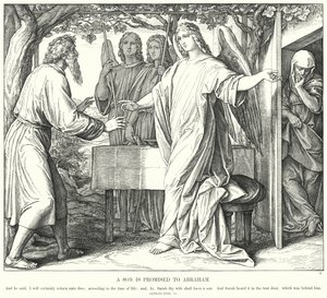 アブラハムには子が約束されている（彫刻 作： Julius (after) Schnorr von Carolsfeld