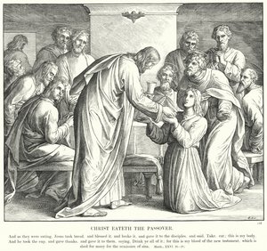 キリストは過越の祭りを食べた（彫刻 作： Julius (after) Schnorr von Carolsfeld