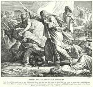 エリヤはバアルの預言者たちを説得した（エングレービング 作： Julius (after) Schnorr von Carolsfeld