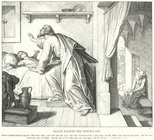 エリヤは寡婦の子を育てた（彫刻 作： Julius (after) Schnorr von Carolsfeld