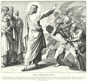 イエスは悪魔を追い出す (彫刻) 作： Julius (after) Schnorr von Carolsfeld