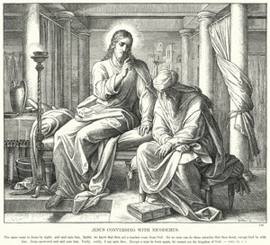 ニコデモと会話するイエス（彫刻 作： Julius (after) Schnorr von Carolsfeld