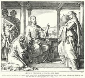 マルタとマリアの家でのイエス（エングレービング 作： Julius (after) Schnorr von Carolsfeld
