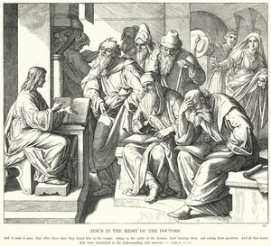 医師たちの中にいるイエス（彫刻 作： Julius (after) Schnorr von Carolsfeld