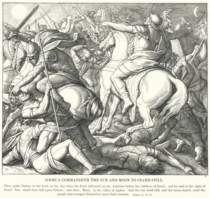 ジョシュアは太陽と月に立ち止まれと命令した（エングレービング 作： Julius (after) Schnorr von Carolsfeld