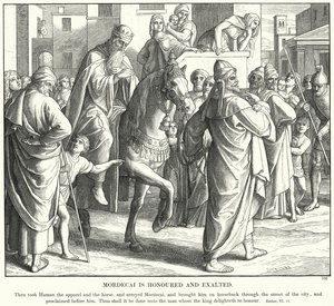 モルデカイは誉れ高く、高貴である（彫刻 作： Julius (after) Schnorr von Carolsfeld