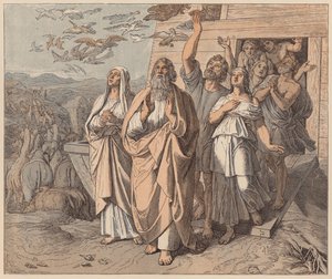 方舟を離れるノアとその家族、創世記、8章 作： Julius (after) Schnorr von Carolsfeld