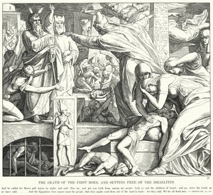 初子の死とイスラエル人の解放（彫刻作品 作： Julius (after) Schnorr von Carolsfeld