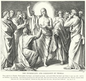 トマスの信じられないことと告白」（彫刻 作： Julius (after) Schnorr von Carolsfeld