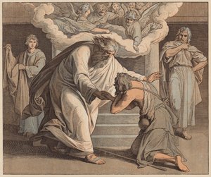 放蕩息子」聖ルカ15章20節（カラー版画） 作： Julius (after) Schnorr von Carolsfeld