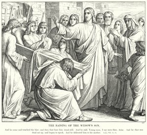 寡婦の息子の養育」（彫刻 作： Julius (after) Schnorr von Carolsfeld