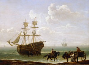 荷車に積まれたレンガ。1790年頃、ジュリアス・シーザー・イベットソン（1759-1817）作、キャンバスに油彩。 作： Julius Caesar Ibbetson