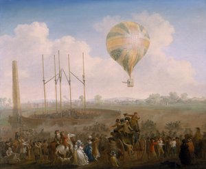 セント・ジョージズ・フィールドからのルナルディの気球の上昇」1790年頃 作： Julius Caesar Ibbetson