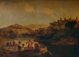 ウェールズの小川で服を洗う女性たち、1790年 作： Julius Caesar Ibbetson